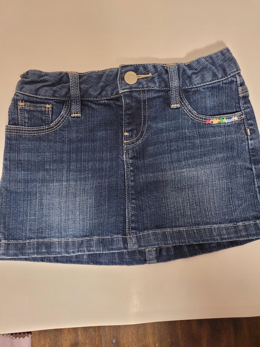 GAP Girls Dark Blue Denim Skirt with Colorful Trim